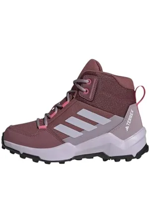adidas Terrex AX4R Mid Hiking Shoes, Scarpe da Trekking, Burgundy/Silver Dawn/Pink Fusion, 31.5 EU