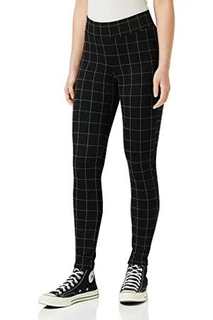 Urban classics Ladies Check High Waist Leggings, (Black/White 00826), 40 Donna