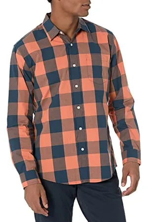 Amazon Camicia Casual in Popeline a Maniche Lunghe vestibilità Regular Uomo, , XS
