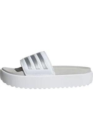 adidas Adilette Platform Slides, Diapositive Donna, Cloud White/Zero Metalic/Grey One, 39 EU
