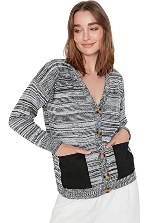 Trendyol Cardigan Regolare A Righe Scollo Maglione, , S Donna