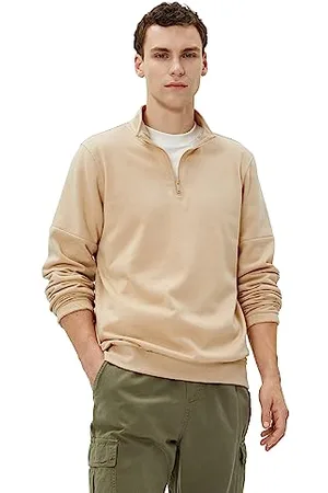 Koton Basic Sweat Half Zipper High Neck Long Sleeve Maglia di Tuta, (Beige), XL Uomo