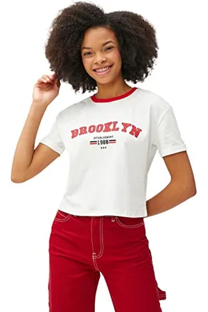 Koton Short Sleeve Crew Neck Printed T-Shirt, T-Shirt da Donna, (010)