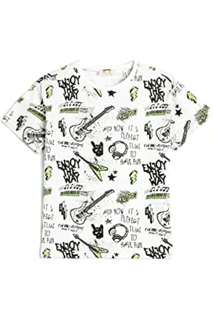 Koton T-Shirt Stampata a Maniche Corte Girocollo in Cotone, (0d0), 5-6 Anni Boys