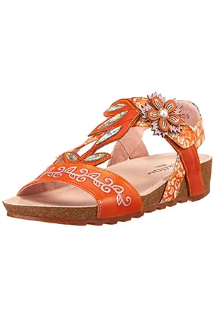 LAURA VITA Brcyano 52, Sandali con Zeppa Donna, Colore: Arancione, 38 EU