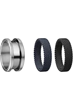 Bering Set di Anelli Intercambiabili da Uomo in Argento, e Blu con Sistema Twist-& Change, Misura 11