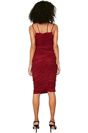 Trendyol Midi A-Line Regular Plus Size Dress Vestito, Black, 50 Donna