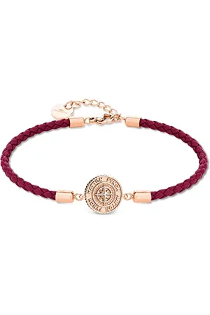 Fynch-Hatton Bracciale in pelle con parte centrale Northstar in acciaio inox, 18 cm, Acciaio inossidabile, Nessuna pietra preziosa