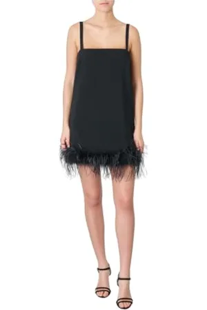 Pinko Trebbiano Abito Crepe Stretch con Piume, Vestito da Festa Donna, , 42