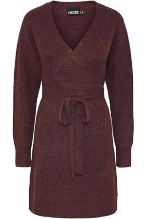 Pieces® Pcellen LS Wrap Knit Dress Noos BC Vestito, , XL Donna