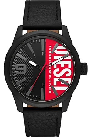 Diesel Orologio da uomo Rasp Nsbb Quarzo/3 Movimento manuale con cassa da 46 mm e cinturino in pelle DZ2180