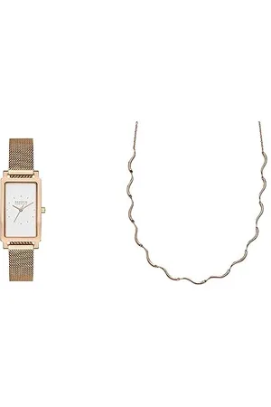Skagen Orologio Hagen da donna e collana con catena a onde, movimento a tre lancette