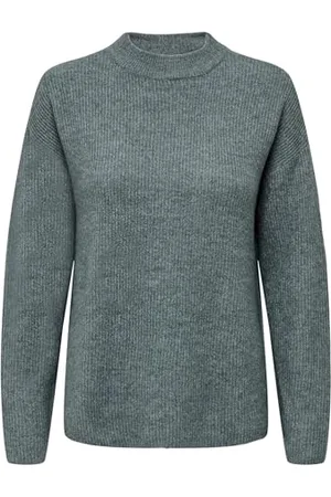 ONLY Onlcamilla-Maglia a Girocollo L/S Maglione Lavorato, Balsamo Verde/Dettaglio: mélange, XL Donna