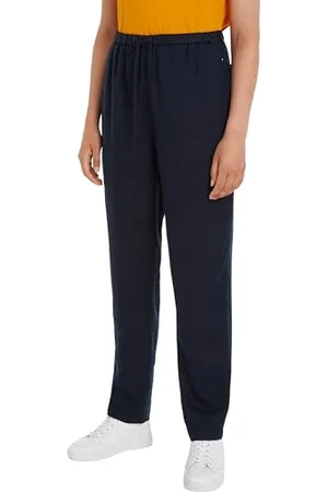 Tommy Hilfiger Pantaloni in Tessuto Donna Casual Linen Pull On Pant Tapered Fit, (Desert Sky), 46