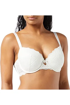 Dorina Celine Reggiseno Donna Coppe Modellate con Ferretto, Design in Pizzo Floreale e Ali U-Back per Supporto, Avorio