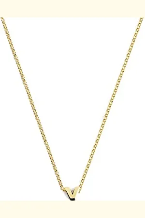 SINGULARU Collana Personalizzata Single Letter. Pendente in Argento Sterling 925 con Finitura Placcata 18Kt. Catena Taglia Unica. Gioielli da Donna. Lettera V
