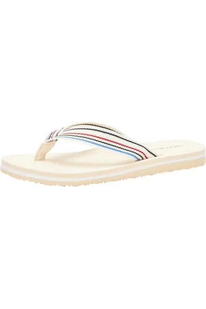 Tommy Hilfiger TH Stripes Beach Sandal FW0FW07857, Infradito Donna, Beige (Calico), 37 EU