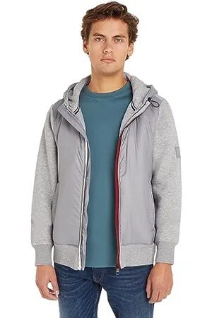 Tommy Hilfiger Felpa con Cappuccio Uomo Cerniera, (Light Grey Heather), XL