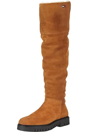 Tommy Hilfiger Warmlined Long Boot EN0EN01994, Stivale Alto Donna, Marrone (Brown Suede), 38 EU