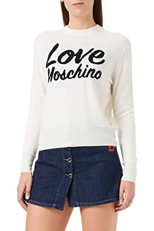 Moschino Slim Fit a Maniche Lunghe con Intarsia. Maglione, , 46 Donna