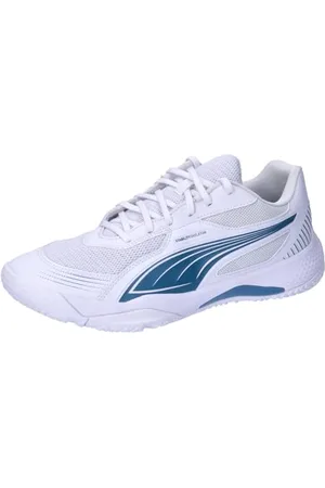 PUMA Solarflash III, Indoor Court Shoe Unisex-Adulto, White-Blue Horizon, 37.5 EU