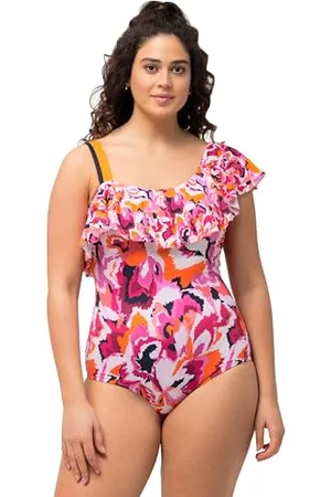 Ulla Popken Fabienne 827705 Costume da Bagno Monospalla Batik Journey Intero, , 6A Donna
