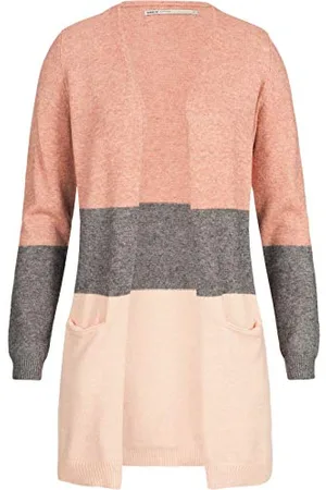 ONLY Queen L/S Long Cardigan Knt Noos Cardigan Donna, (Misty Rose Stripes/Cloud Pink Melange), 40