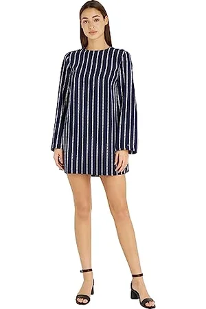 Tommy Hilfiger Abito Donna Stripe Maniche Lunghe, Multicolore (Argyle Stp/ Desert Sky), 34