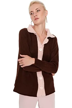 Trendyol Donna Regular Standard Camicia Collo Maglieria Cardigan Maglione, , S