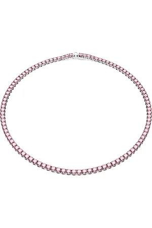 Swarovski Matrix Collana Tennis, con Zirconia a Taglio Tondo, Placcato in Tonalità Rodio, Taglia M, Rosa