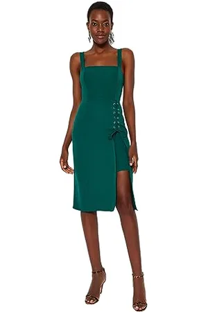 Trendyol Women Midi Bodycon Slim Fit Woven Dress Vestito, , 44 Donna
