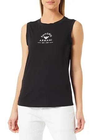 Emporio Armani Iconic Stretch Cotton Logoband Loungewear Tank, T-Shirt Donna, (Black), S