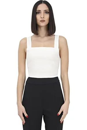 Pinko Rottofreno Top Lino Stretch, Canottiera Donna, , 46