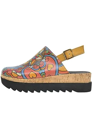 Dogo Akita, Sandalo con Zeppa Donna, Multicolor, 38 EU