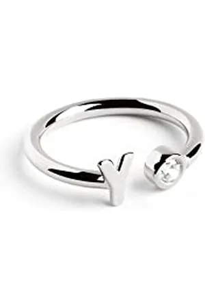 SINGULARU Anello Personalizzato Letter Spark. Regolabile. Argento Sterling 925 con Finitura Placcata Rodio. Taglia Unica. Gioielli da Donna. Lettera Y