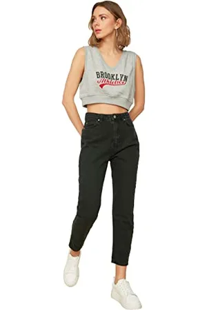 Trendyol Black High Waist Mom Jeans, 38 Donna