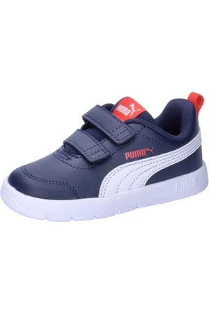PUMA Courtflex V3 V Inf, Sneaker Unisex-Bimbi 0-24, Navy White Red, 21 EU
