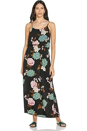 ONLY Onlwinner SL MaxiDress Noos Wvn Vestito, (Black/Field of Flower), 44 Donna