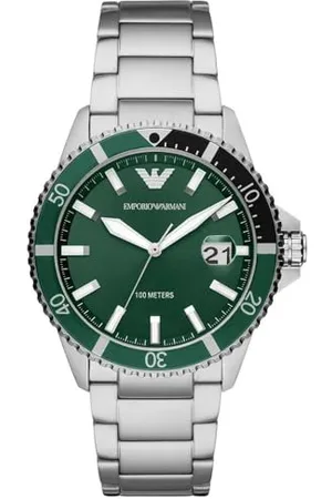 Emporio Armani Orologio Uomo, movimento a tre lancette con data, cassa in acciaio 42 mm con bracciale in acciaio, AR11338