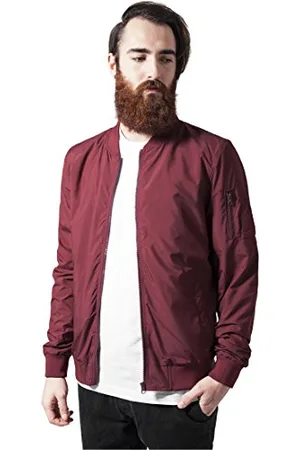 Urban classics Giacca Bomber Uomo, Ottimo per le Mezze Stagiorni, Stile Old School, Giubbotto Corto, Vestibilità Ottimale, Colore: bordeaux, Taglia: L