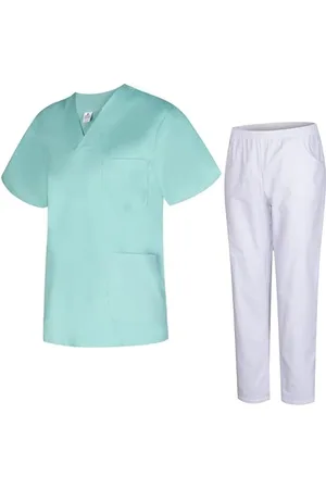 MISEMIYA Uniformi Unisex Set Camice – Uniforme Medica con Maglia e Pantaloni Uniformi Mediche Camice Uniformi sanitarie 817-8312-BLANCO - Medium