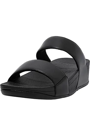 FitFlop Lulu slide leather Schiebe-Sandalen, Schwarz, 43 EU