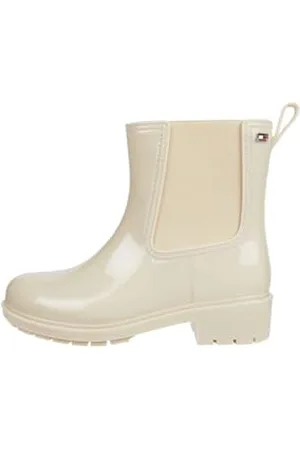 Tommy Hilfiger Donna Stivali in Gomma Flag Rainboot Antiscivolo, Avorio (Country Ivory), 40