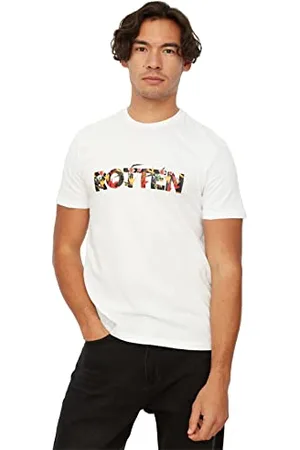 Trendyol White Male Slim Fit Ba T-Shirt, , S Uomo