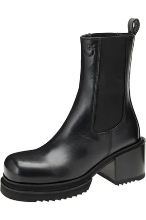 Pinko Parry Tronchetto Pelle Vitello, Stivaletto Donna, Z99_Nero Limousine, 35 EU