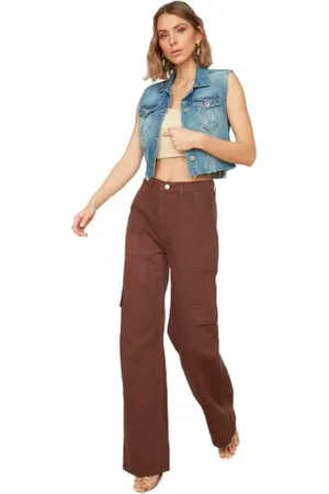 Trendyol Jeans Donna Vita Alta Gamba Larga, , 74 IT