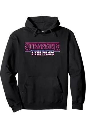 Stranger Things Logo con testo rosa acceso Felpa con Cappuccio