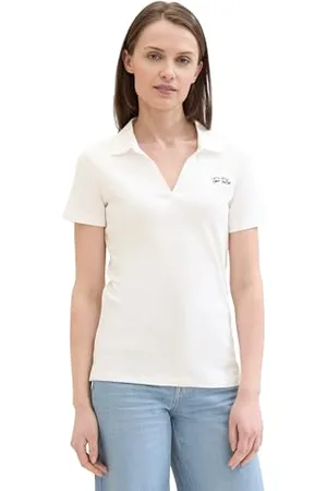 TOM TAILOR 1042897 Polo Basic con Logo, 10315-Whisper White, XXXL Donna