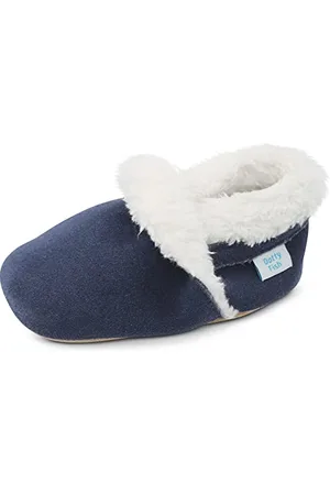 Dotty Fish Pantofole da bambini in pelle scamosciata. Foderato in felpa calda. Scarpe per bambini piccoli. . 3-4 Anni (EU27)