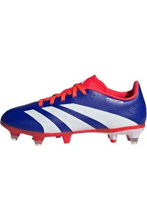 adidas Predator League J Football Boots Soft Ground, Scarpe da Calcio, Lucid Blue/Cloud White/Solar Red, 30 EU